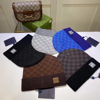 Chapéu De Malha Europeu E Americano Xadrez Masculino Feminino Lã Frio Inverno