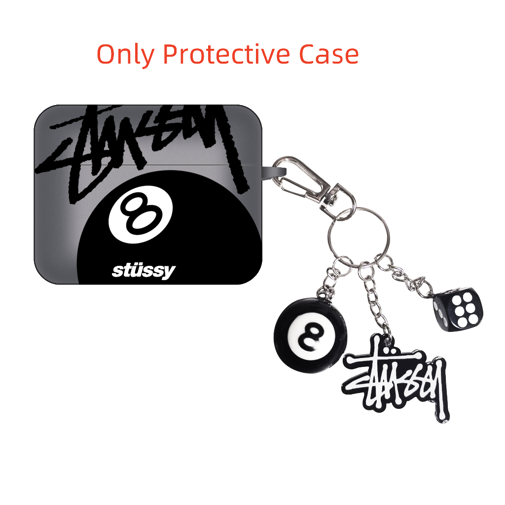 STUSSY Quadrado Com Chaveiro Caso De Proteção Do Fone De Ouvido