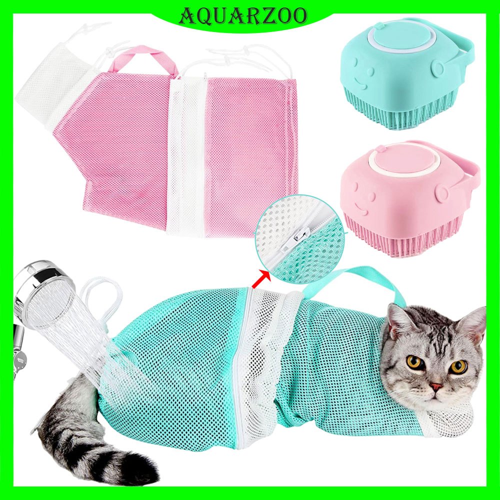 Saco De Gato Aquarzo Para Banho , Malha De Anti Arranhões Mordida Macio Durável Gatos E Cães Contenção Aliciamento Lavag