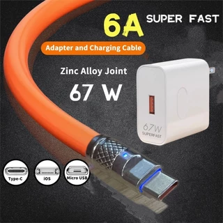 Conjunto De Carregador Super Rápido 67W Adaptador 1m Micro Usb Tipo-c Cabo De Viagem