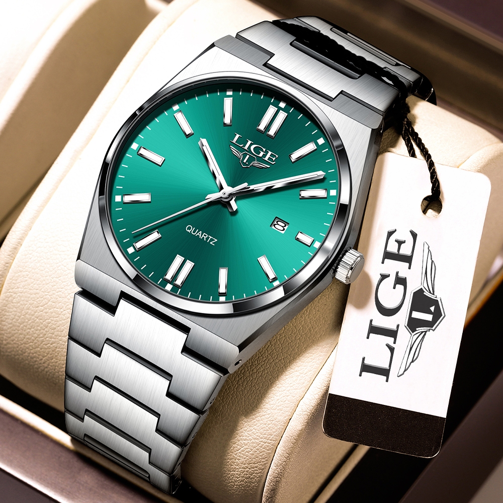 LIGE Relógio Masculino Com Pulseira De Aço Inoxidável À LIGE Relógio Masculino Com Pulseira De Aço Inoxidável À