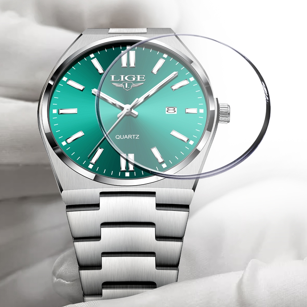 LIGE Relógio Masculino Com Pulseira De Aço Inoxidável À LIGE Relógio Masculino Com Pulseira De Aço Inoxidável À