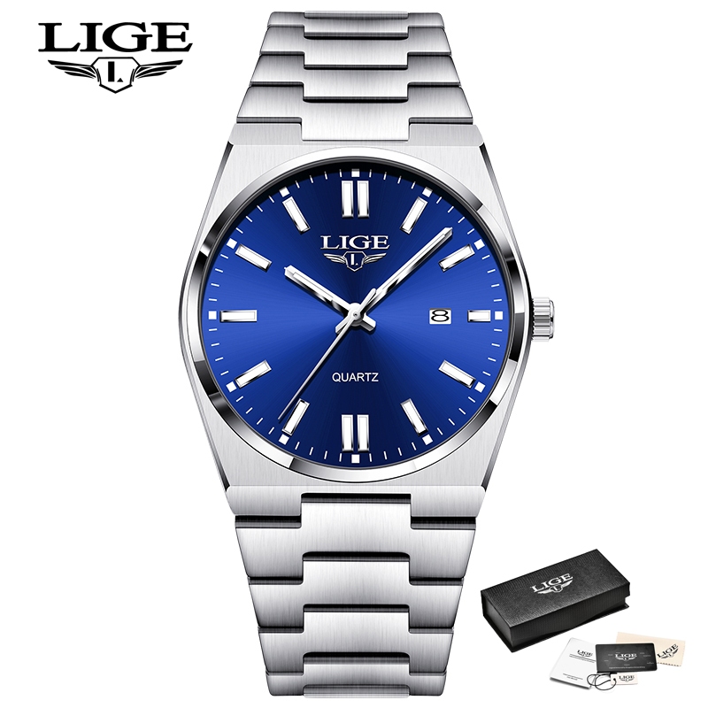 LIGE Relógio Masculino Com Pulseira De Aço Inoxidável À LIGE Relógio Masculino Com Pulseira De Aço Inoxidável À