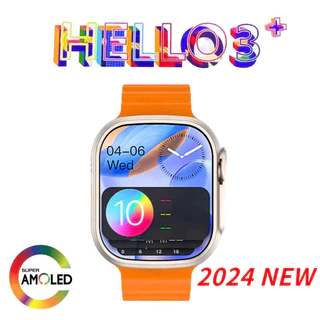 Relógio Hello Watch 3 plus Smart Watch Series 9 Ultra AMOLED Tela Cheia 49mm Música Compasso GPS NFC