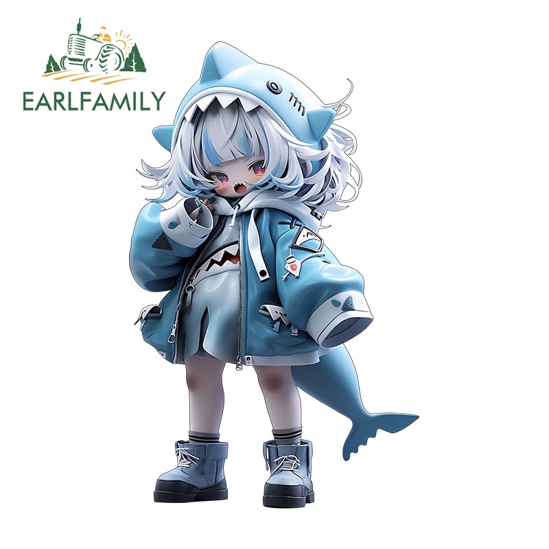 EARLFAMILY 13cm Autocolante Hololive Gawr Gura Anime 3D Fofo