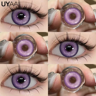UYAAI 2024 Novidades Lentes De Contato Roxas Fantasia Alunos Lente De Cor Marrom Natural Azuis Descartável Anual 14.2-14