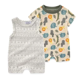 Kiddiezoom 2 Pcs Moda Quatro Estações Manga Curta Baby Boy Girl Rompers Suave Roupa Recém-Nascida