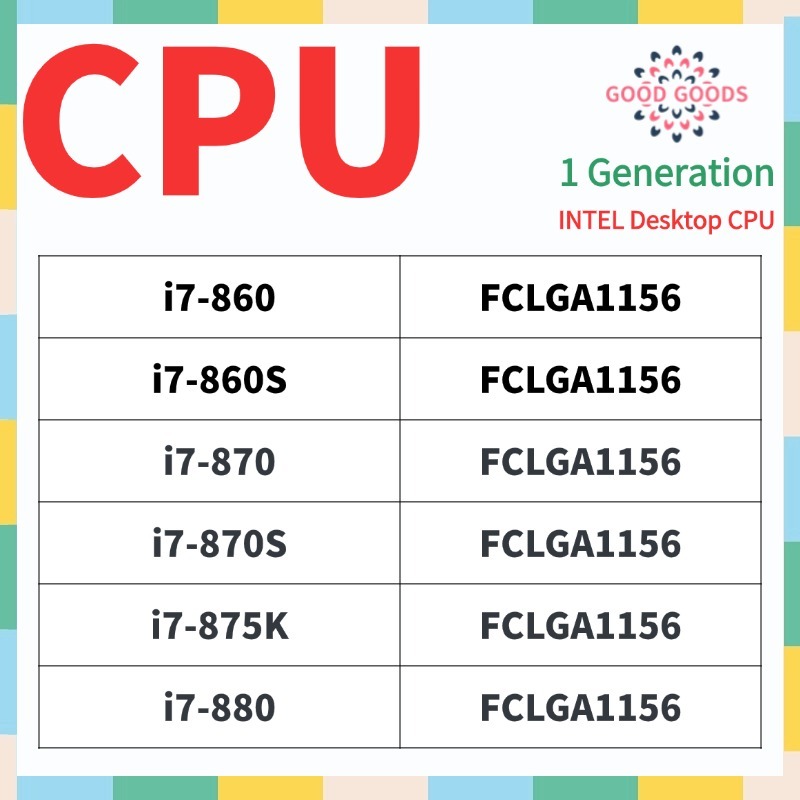 i7-860 860S i7-870 870S 875K i7-880 CPU INTEL Core De Primeira Geração ...