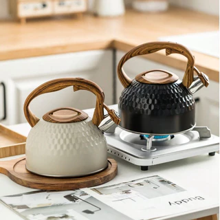 Chaleira De Chá Assobiando 2.5L-Bule De Aço Inoxidável Com Alça Ergonômica , Apito Alto-Abertura E Fechamento Um Toque ,