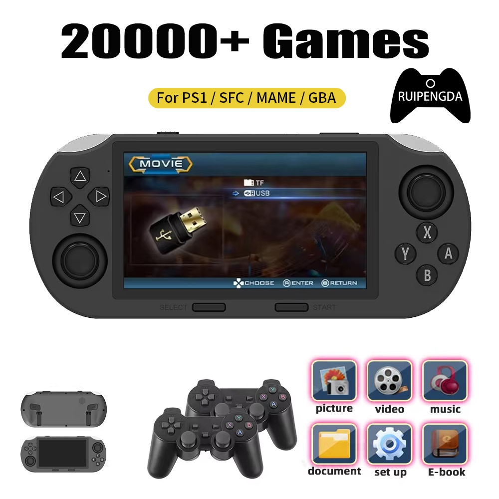 SF3000 Console De Jogos Portátil Tela IPS De 4.5 Polegadas Retro Video Game Player 64G Integrado 20000 + Para PS1/GBA/SF