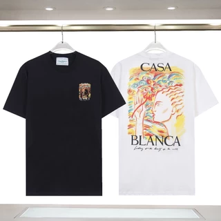 Casablan Cogumelo Deusa Letras Em Torno Do Pescoço Masculino Manga Curta Camiseta S-3XL H13
