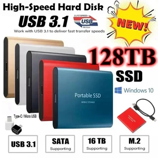 Unidade De Estado Sólido Portátil De Alta Velocidade, 2TB, 4TB, 8TB, 16TB, 64TB, 128TB, SSD, Discos Rígidos Móve