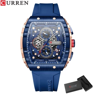 Relógios Masculinos Original CURREN Multifuncional Silicone Fashion Business Casual Sports Quartzo Analógico 8442 B