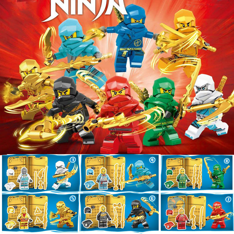 Brinquedo De Minifiguras Ninjago 8 Em 1 , Com Caixa De Exibição De ...