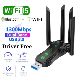 Adaptador Wi-Fi Bluetooth5.0 De 1300Mbps Banda Dupla 2.4G/5Ghz Dongle Bluetooth Antena De Placa De Rede Receptor Sem Fio