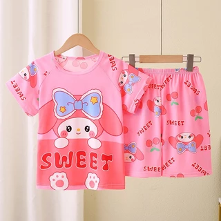Pijamas infantis Meninas Confortáveis Desenhos Animados Princesa Homewear Shorts de Manga Curta Terno em Oferta na Shopee