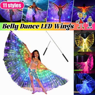 Asas De LED Isis Belly Dance Wings Colorful Butterfly C/Paus Telescópicos Iluminam O Traje wings de isis varios cores