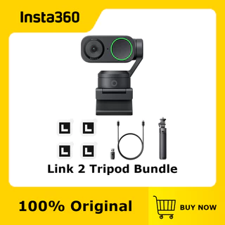 Insta360 Link 2 Tripod Bundle - PTZ 4K Webcam for PC/Mac,Works with Zoom, Teams, Twitch & More