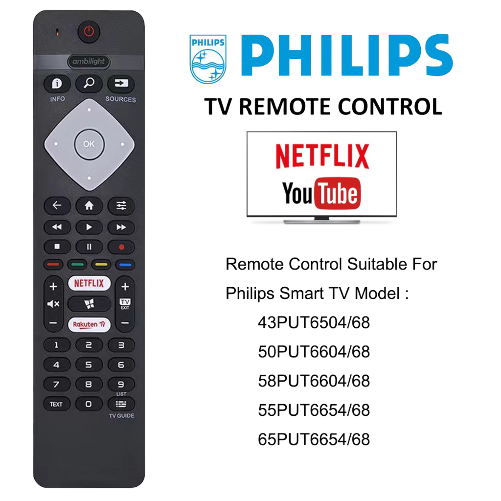 Philips Smart TV UM-4 SF308 Telecomando PULSANTE NETFLIX #V68 NO