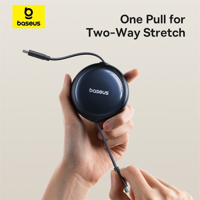 Cabo USB C Retrátil Baesus Nomos 100W Para iPhone 16 15 Plus Pro Max De Carregamento Rápido Type