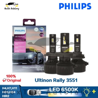 Philips Ultinon Rally 3551 LED H4 H7 H11 HB3 HB4 HIR2 50W 6500K Lâmpada de farol original para carro com luz branca