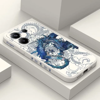 Capa De Telefone Dragão Azul Para Xiaomi Poco X7 M6 X6 F6 M5 M5S F5 X5 Pro C65 C40 4G 5G Moda Design Criativo