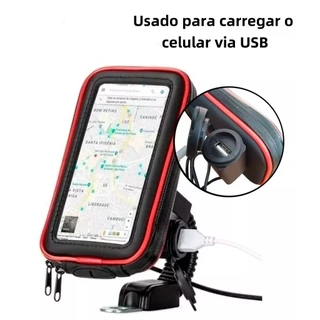 Suporte de telefone para bicicleta e motocicleta Suporte de carregamento USB à prova d