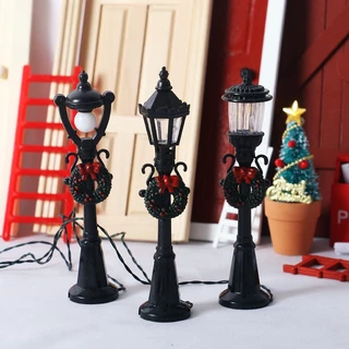 1pcs Mini Lâmpada De Natal Rua Decorativa Miniatura Para Casa De Bonecas Do Caminho Da Vila