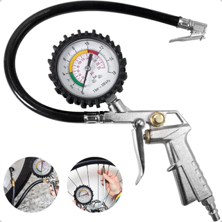 Calibrador E Inflador De Pneus Profissional Com Manômetro 220 PSI/16BAR Encaixe Rosca