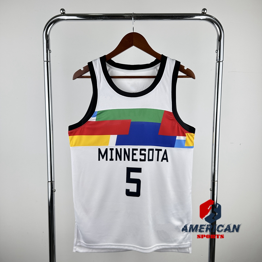 2023-24 Nova Camisa Masculina Anthony Edwards White Basketaball City Regata Jersey