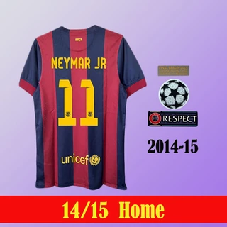 Retro 1415 Barcelonas home Camisa Da Liga Dos Campeões Neymar JR Suarez Conjunto De Uniforme De Futebol