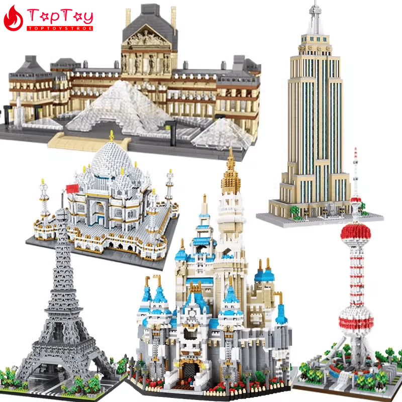 6600 Pçs Brinquedos de Bloco de Construção Microgranular Famoso Marco Mundial Educacional Modelo Crianças Natal Presente