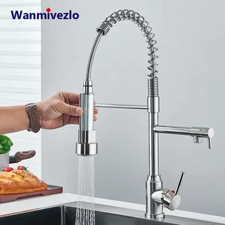 Torneira Para Pia De Cozinha Misturador De Água Quente E Fria De 2 Modos Com Bico Duplo