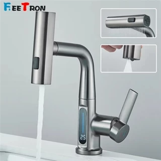 Torneira Luxuosa De Banheiro Lavabo Para Cuba E Pia De Aço Inoxidável Inteligente 3 Modos