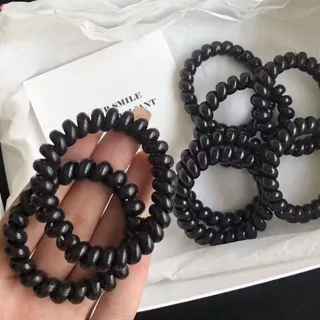 Círculo De Telefone Fino Preto Feminino Sem Costura Corda De Cabelo Alta Elasticidade Simples Cor Sólida Elástico Amarra