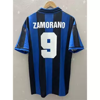 95-96 ZAMORANO J.ZANETTI R.CARLOS Top Quality Home Retro Football Jersey Camiseta Personalizada