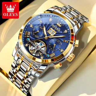 OLEVS 9910 Relógio Mecânico Automático Para Homens Esqueleto De Luxo Relógios De Pulso Masculinos Aço Inoxidável À Prova