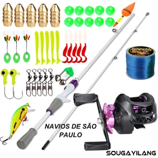 Conjunto De Pesca Sougayilang Vara De Carbono Com Carretel De Gota De Água 18 + 1BB 7.2 : 1 Relação De Engrenagem