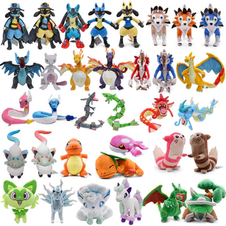 34 Estilos De Brinquedo De Pelúcia Pikachu Fofo Pokémon Lycanroc Lucario Rayquaza Charmander Squirtle Bulbasaur Boneca E