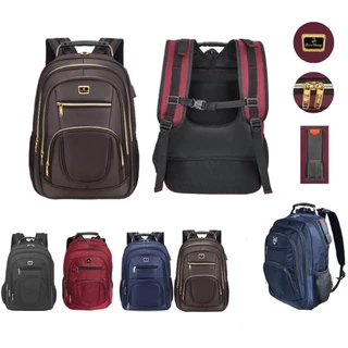 Mochila Unissex Zíperes Alto Volume Porta USB com Alça Prateada