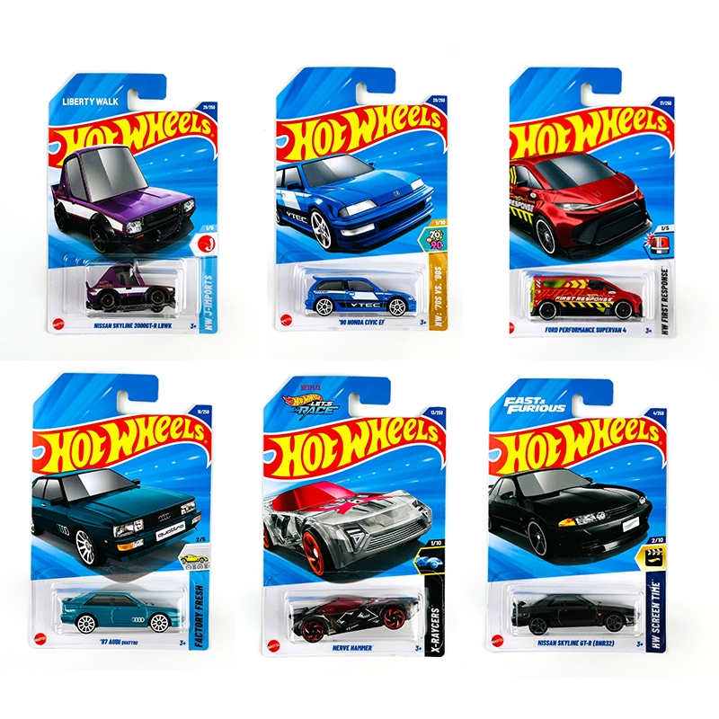 2025 A CASE Hot Wheels Carros NISSAN SKYLINE GT-R BNR32 87 AUDI QUATTRO 1/64 Metal Fundido Modelo Coleção Veículos De Br