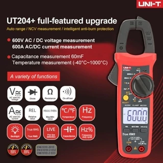 UNI-T UT201 + UT202 + UT202A + UT203 + UT204 + 400-600A Medidor De Braçadeira Digital Corrente De Tensão Modelo De Venda