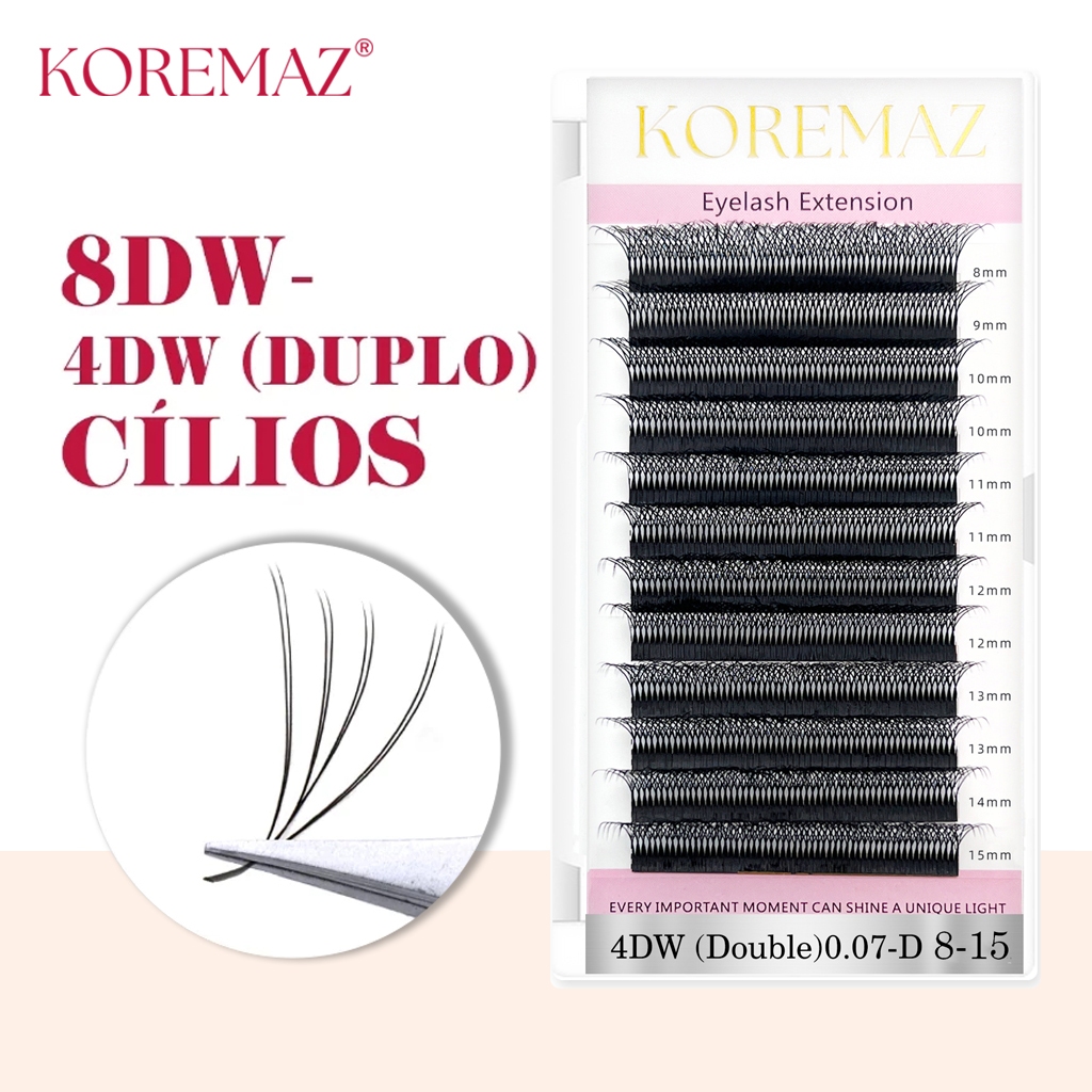 KOREMAZ 8D W Cílios Dupla Camada 4D Extensões De Forma Ventilador De ...
