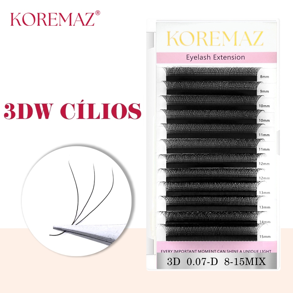 KOREMAZ W cílios 3D ventiladores de volume premade extensão de cílios ...