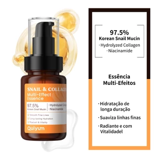 QUIYUM Caracol E Colágeno Essência Multiefeito Pele Radiante Hidratação De Longa Duração Niacinamida Iluminadora 100ml em Oferta na Shopee
