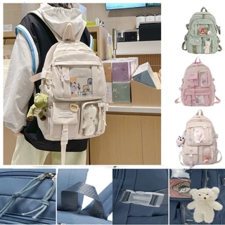 Mochila Feminina Multipocket Chaveiro Urso De Pelúcia De Grande Capacidade
