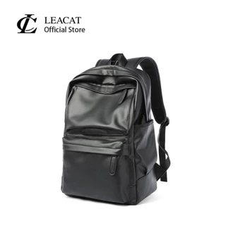 Leacat Mochila Masculina PU Escolar De Couro Moda Impermeável Bolsa De Viagem Casual Para Homens