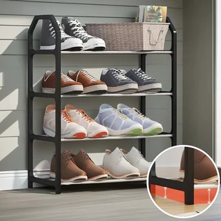 Sapatos Organizador 4 Camadas Contém 8 Pares Prateleira De Aço Inoxidável