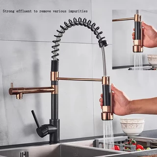 Torneira Cozinha Gourmet Monocomando Extensor Preta Rosê