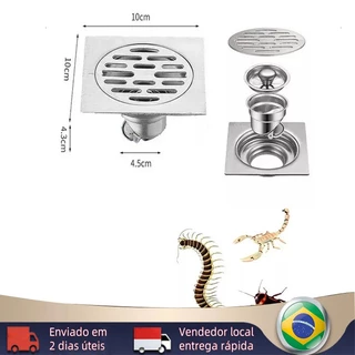 [BR Envio Imediato] Dreno De Aço Inoxidável Anti-Odor Pragas Insetos Drenagem Rápida 10x10cm